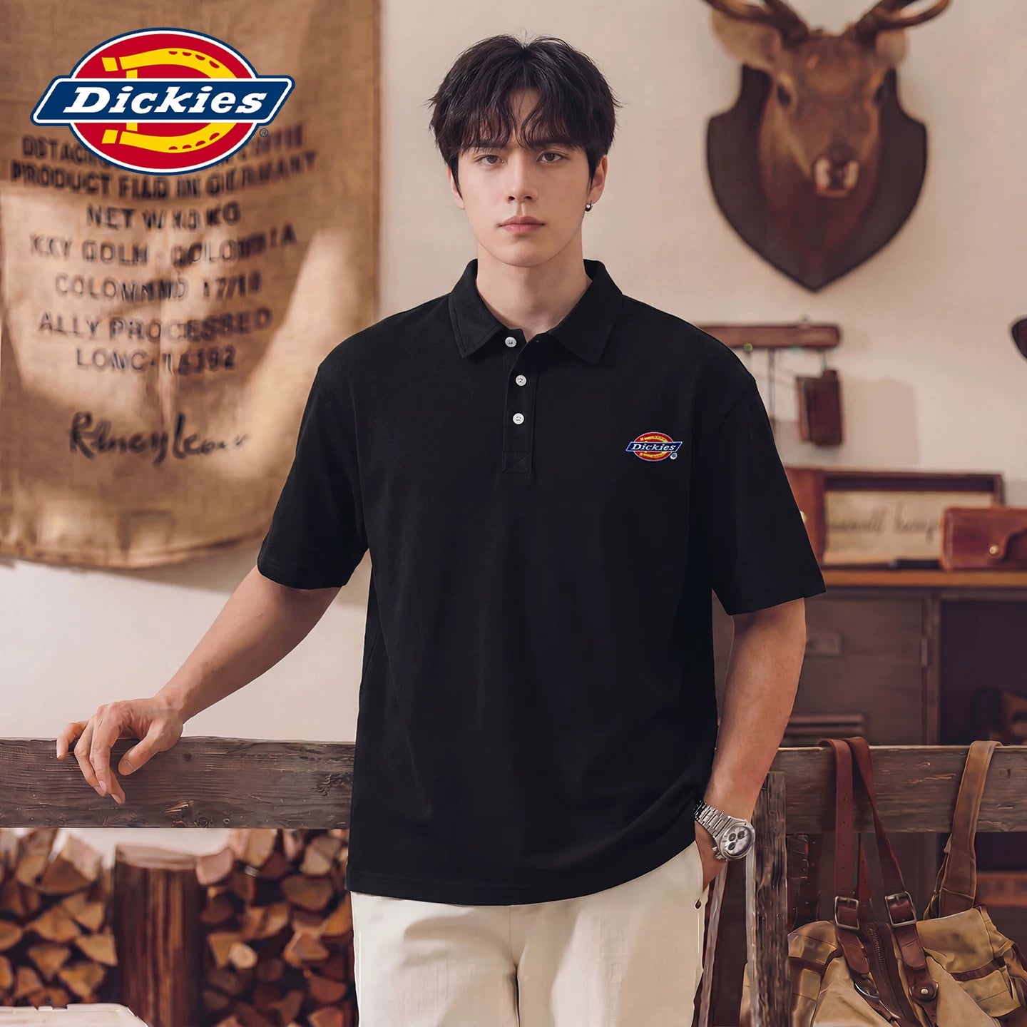 Dickies Emperor Cool Suitable Men's New Trendy Short sleeved Polo Shirt Summer Thin Style Contrast Splicing Collar Top Y