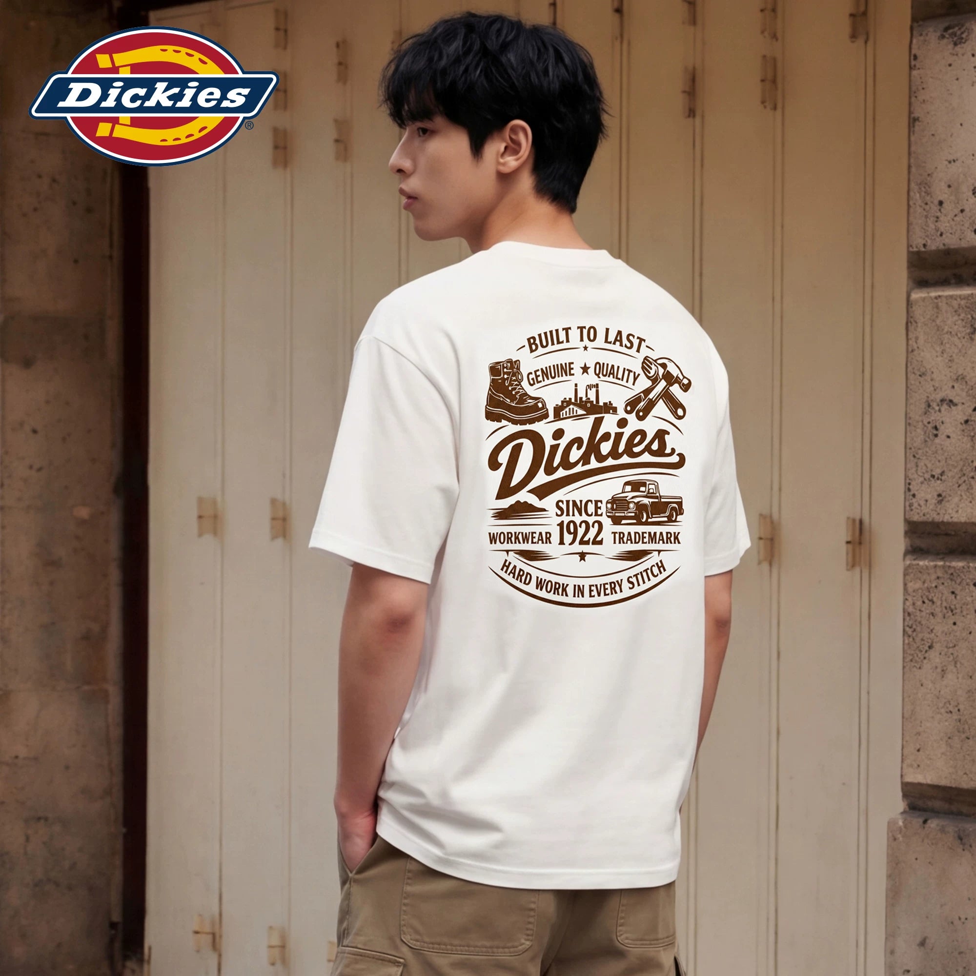 Dickies Cool Suitable Pure Cotton Short sleeved T-shirt Men's American High Street Printed Half Sleeve Round Neck Loose Couple Top M