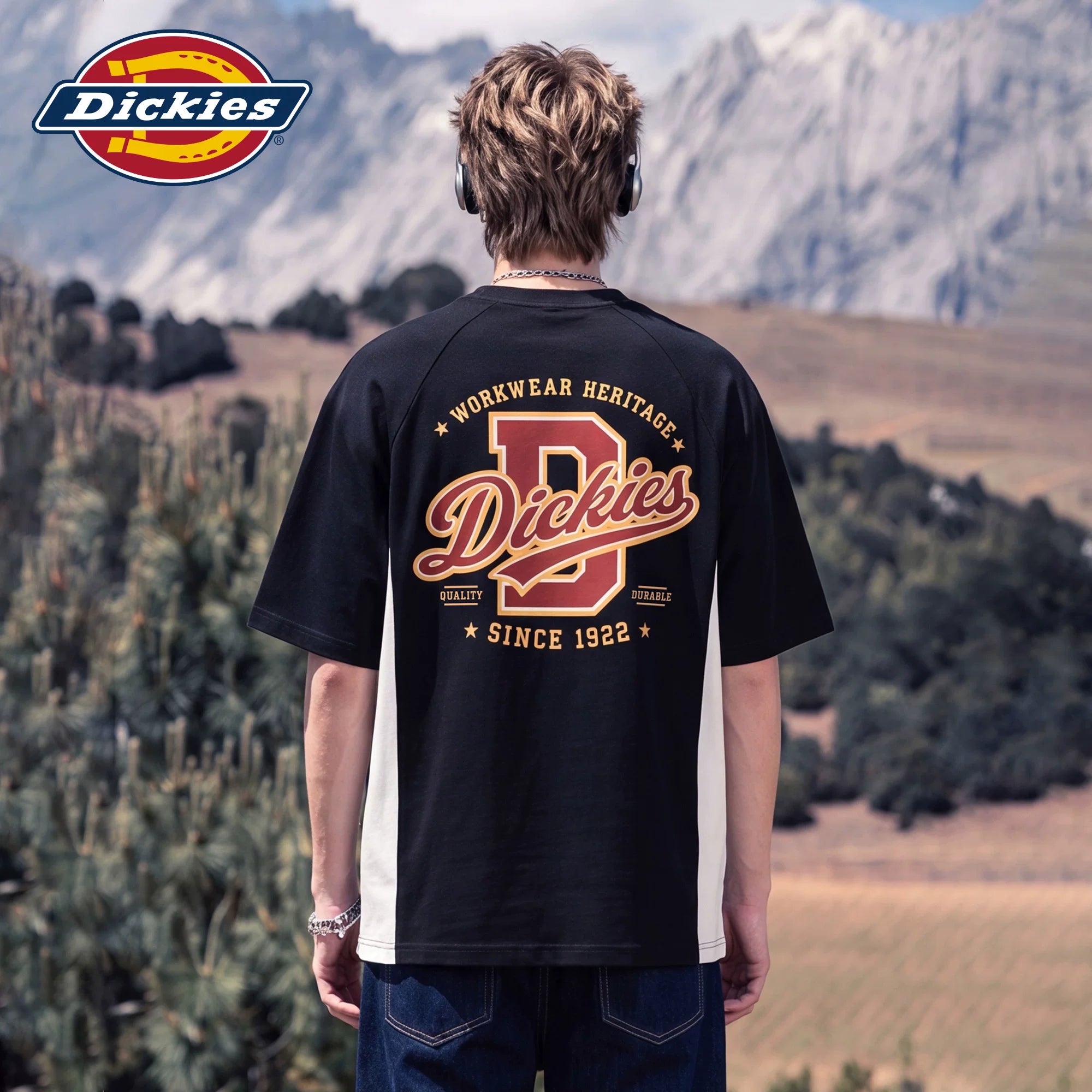 Dickies Cool Solona Cool Short sleeved T-shirt for Men's Summer American Splicing Loose Casual Top M