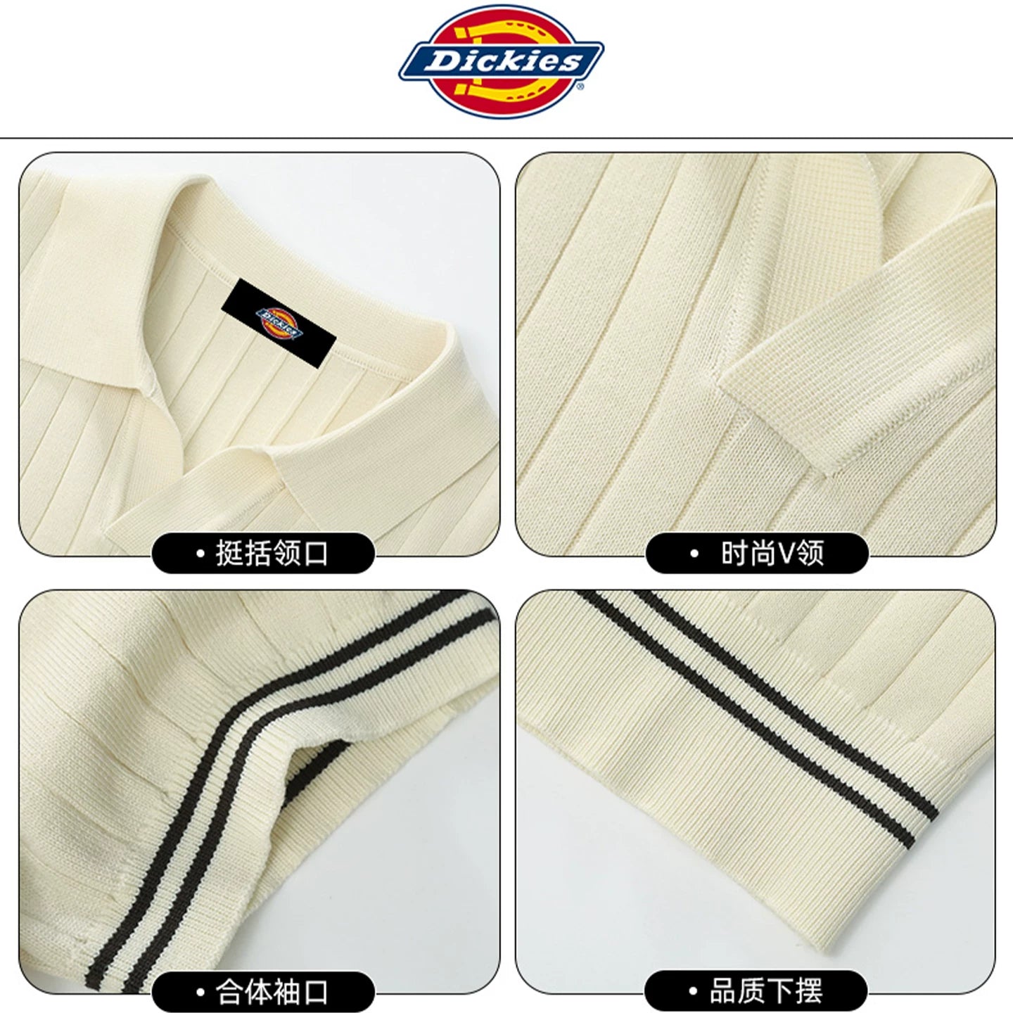 Dickies short sleeved men's 2026 summer new casual breathable seagull collar T-shirt youth top knitted polo shirt