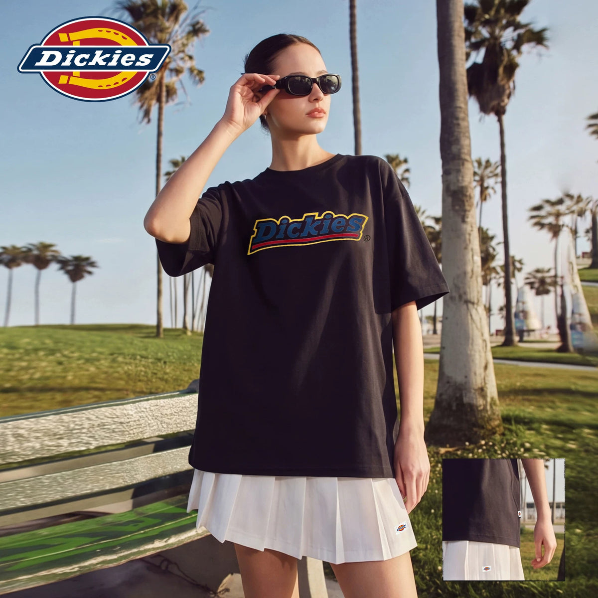 Dickies Cool Suitable Pure Cotton Short sleeved T-shirt for Women's Summer New Style American Trendy Brand Letter Printed Versatile Top m