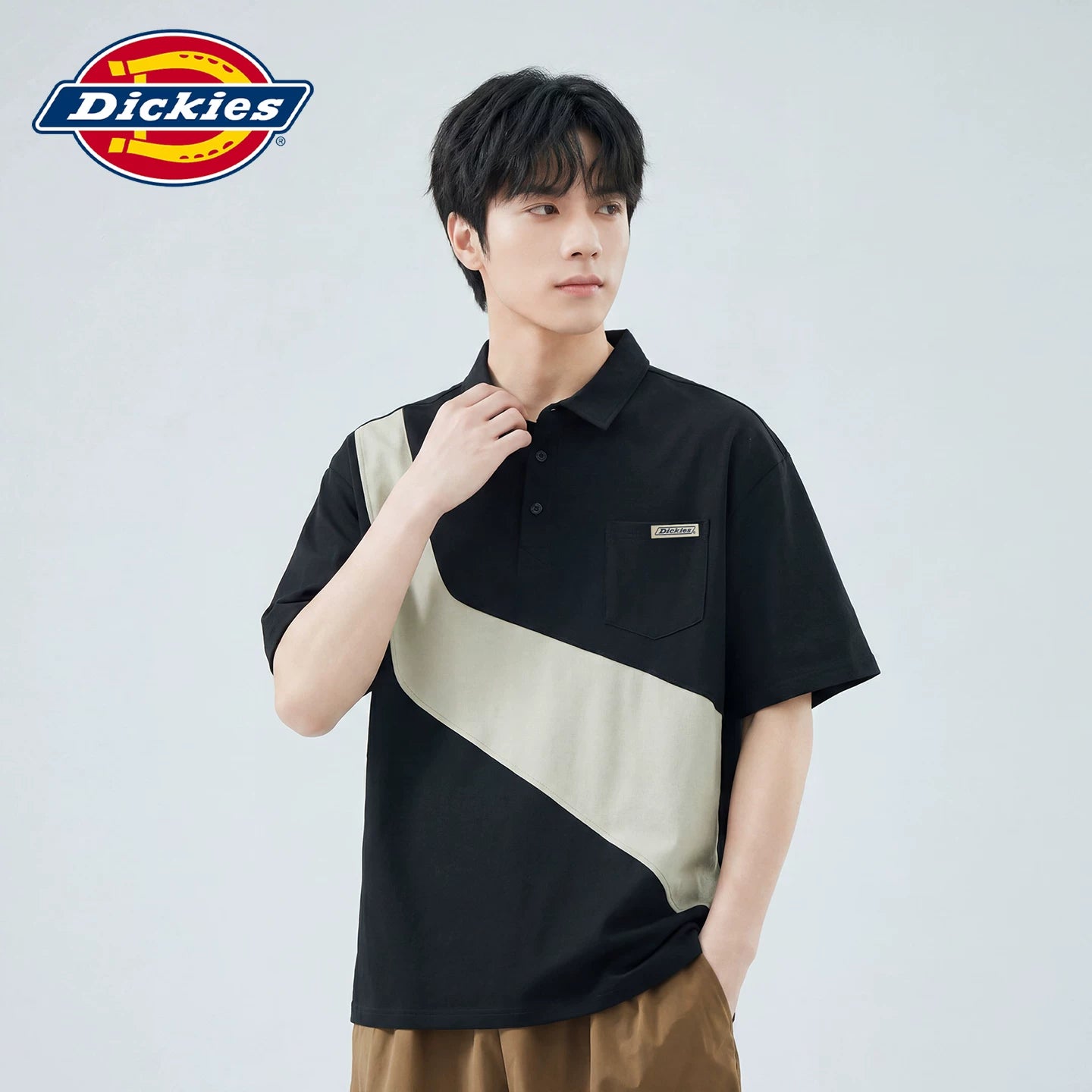 Dickies Cool Summer New Collection Color blocked Collar Short Sleeve Polo Shirt Men's Loose Versatile Top Y