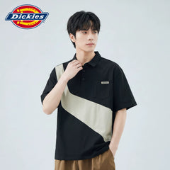 Dickies Cool Summer New Collection Color blocked Collar Short Sleeve Polo Shirt Men's Loose Versatile Top Y
