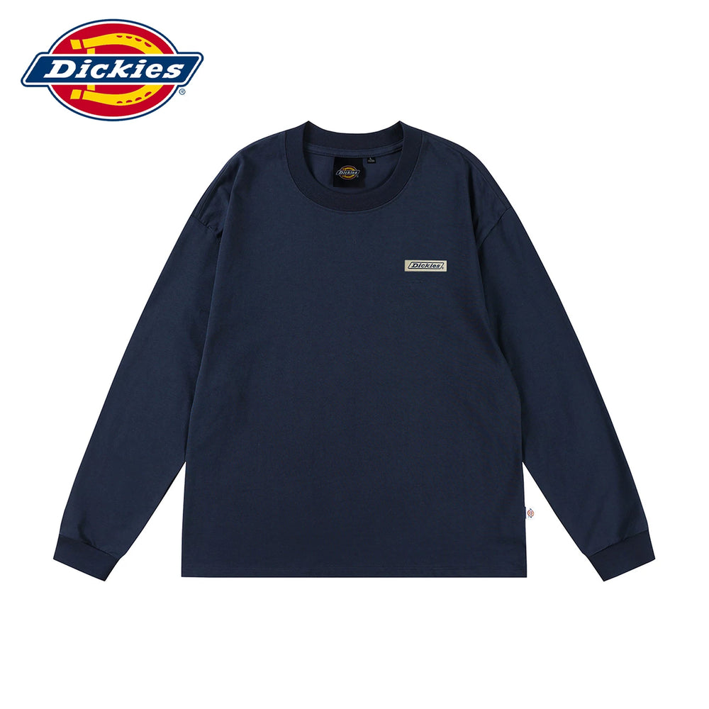 Dickies' new soft long sleeved T-shirt for spring, men's round neck printed T-shirt, loose fitting upper garment Y