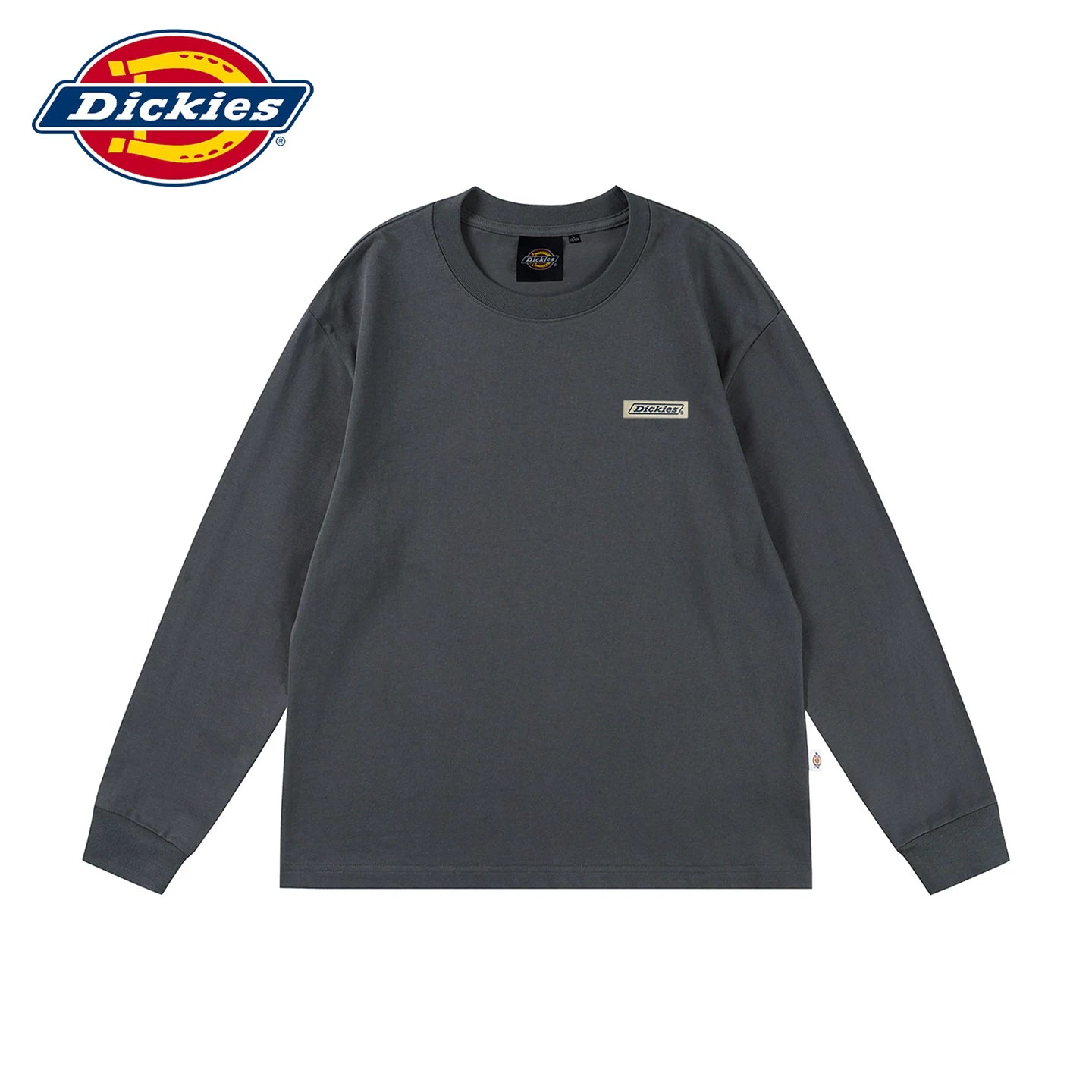 Dickies' new soft long sleeved T-shirt for spring, men's round neck printed T-shirt, loose fitting upper garment Y