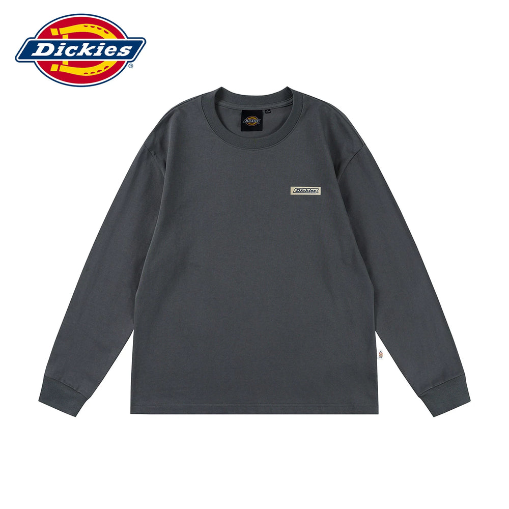 Dickies' new soft long sleeved T-shirt for spring, men's round neck printed T-shirt, loose fitting upper garment Y