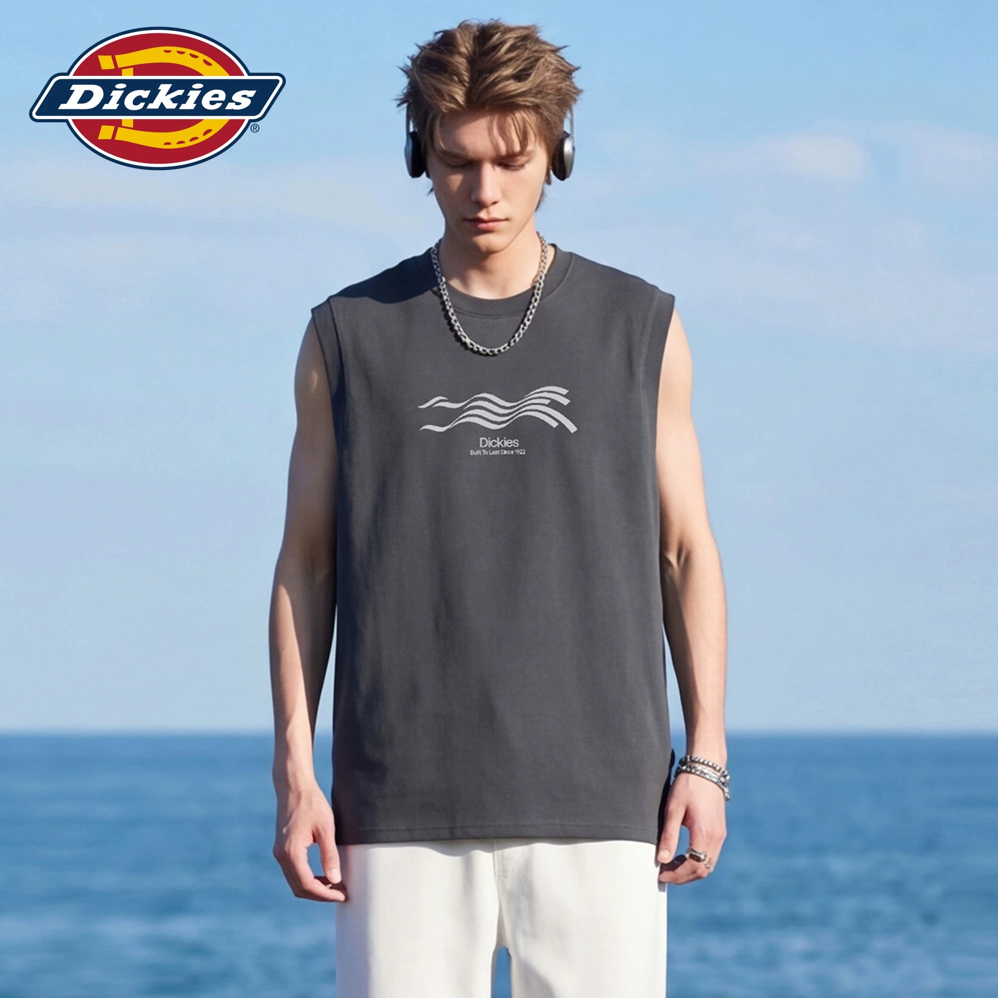 Dickies Emperor Cool Suitable Casual Shoulder Vest Men's Summer Pure Cotton Sleeveless T-shirt Sports Fitness Round Neck Top M