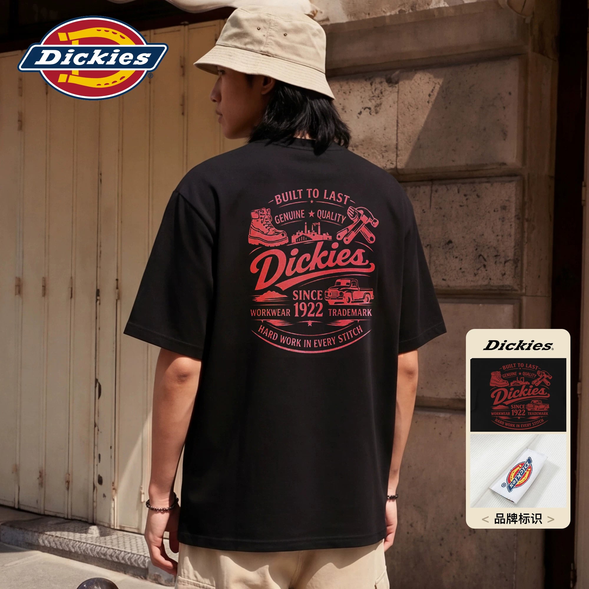 Dickies Cool Suitable Pure Cotton Short sleeved T-shirt Men's American High Street Printed Half Sleeve Round Neck Loose Couple Top M