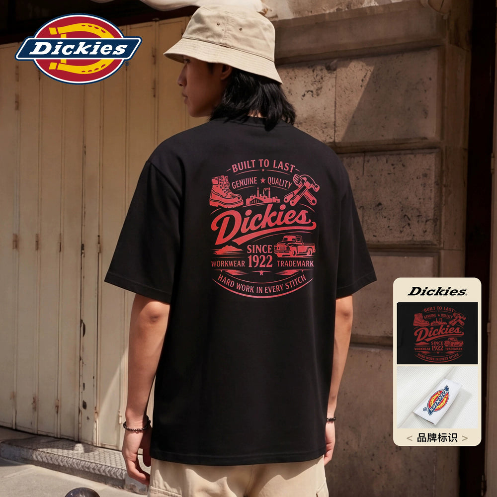 Dickies Cool Suitable Pure Cotton Short sleeved T-shirt Men's American High Street Printed Half Sleeve Round Neck Loose Couple Top M