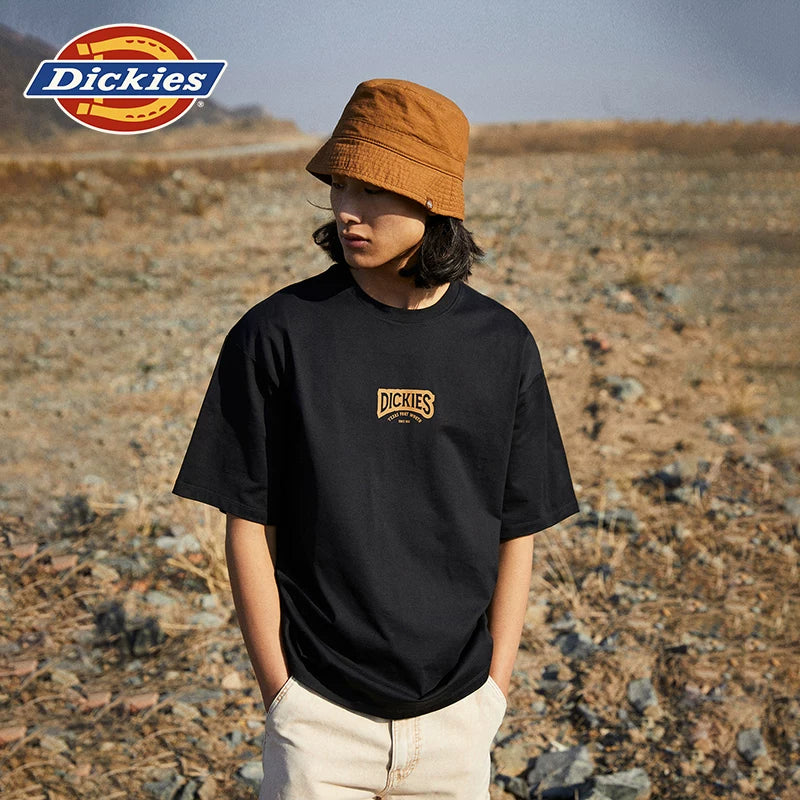 Dickies Cool Summer Loose Back Letter Printed Casual Short sleeved T-shirt for Men and Women Couple American Style J