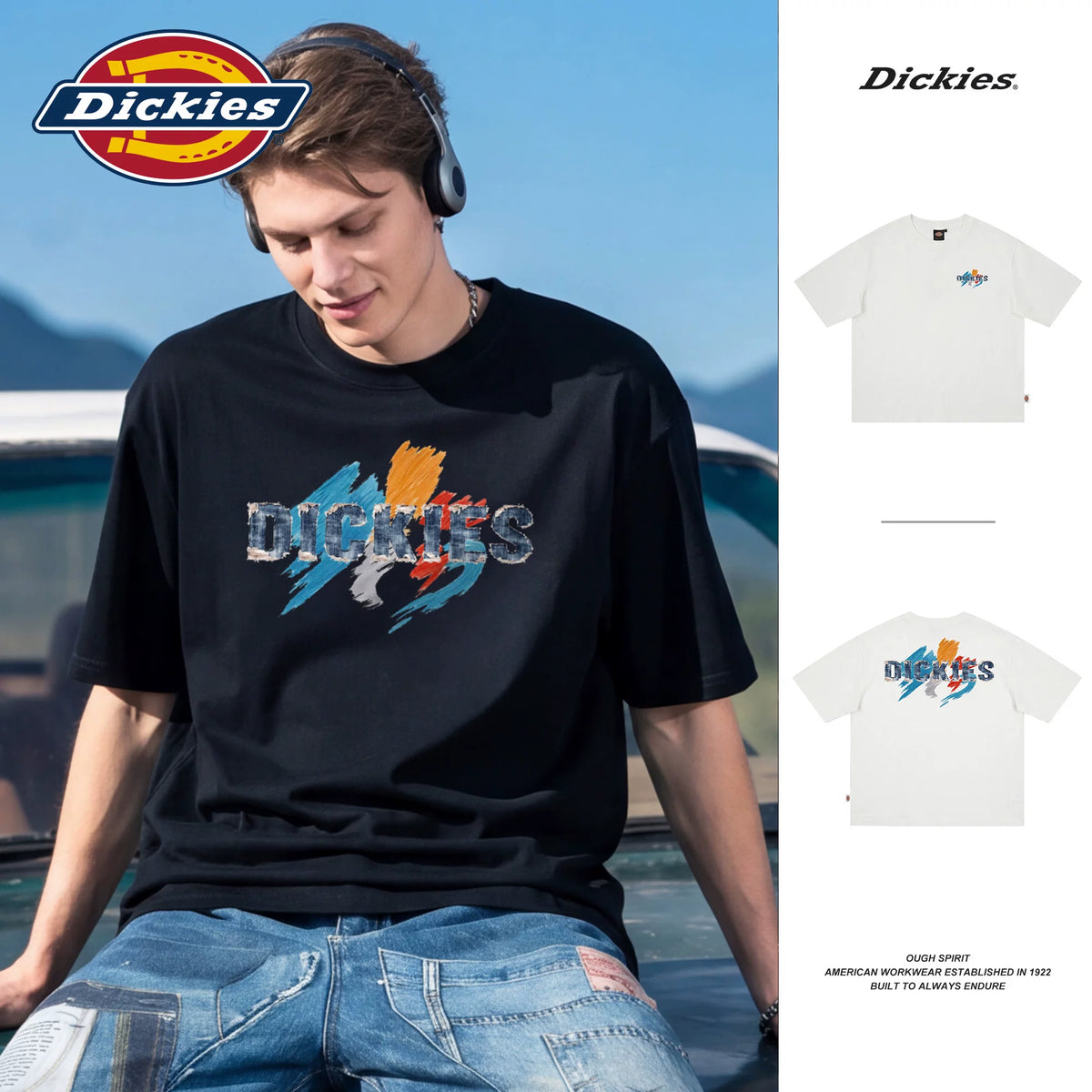 Dickies Emperor Cool Suitable American Graffiti Letter Printed Short sleeved T-shirt Men's Summer Pure Cotton Casual Couple Top M