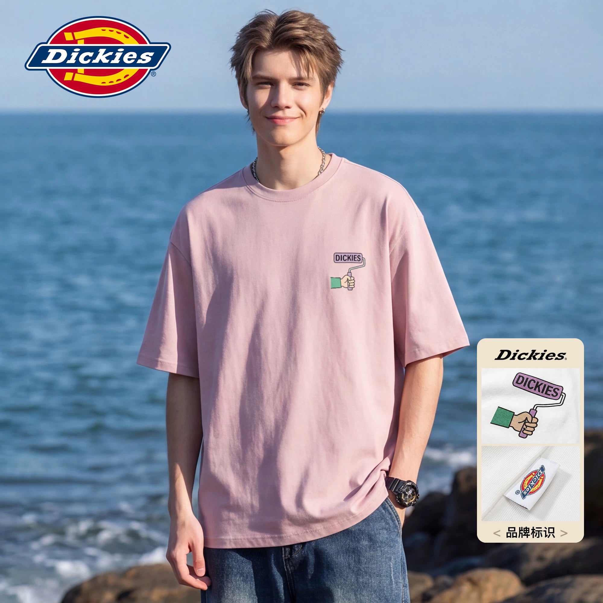 Dickies Cool Suitable Pure Cotton Short sleeved T-shirt Men's Summer American Fun Printed Casual Couple Half Sleeve Top M