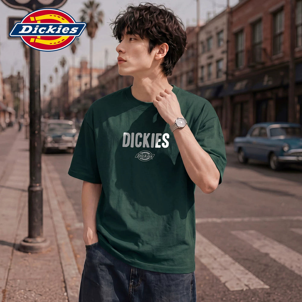Dickies Cool Summer New American Printed Casual Round Neck Short Sleeve T-shirt for Men, Thin Half Sleeve Shirt Y