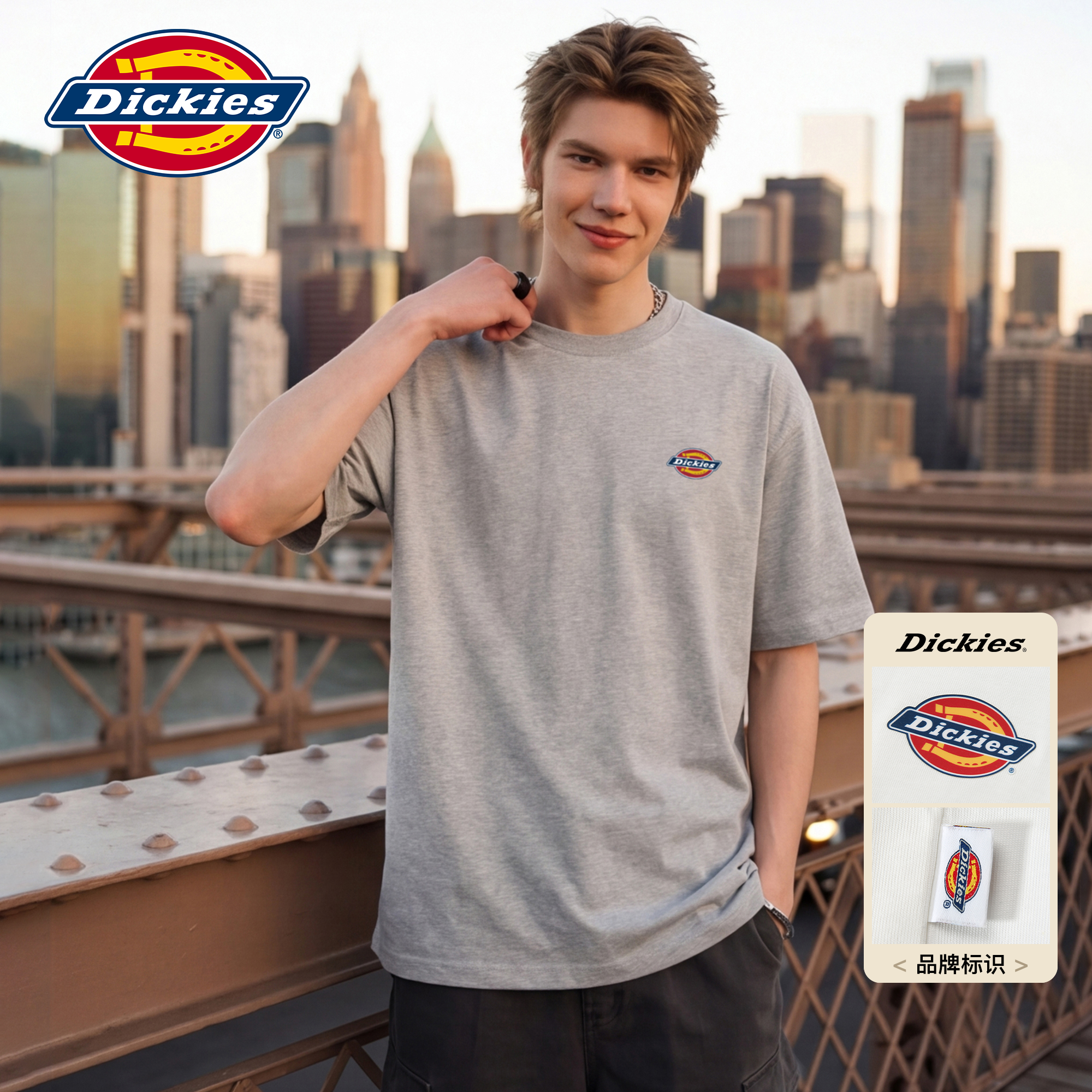 Dickies Emperor Cool Suitable American Heavy duty Short sleeved T-shirt for Men's Summer Pure Cotton Couple Casual Loose Half Sleeve Top M
