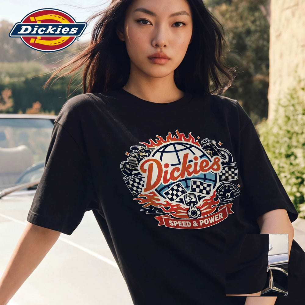 Dickies pure cotton short sleeved T-shirt for women in summer 2026, new American printed loose round neck top m