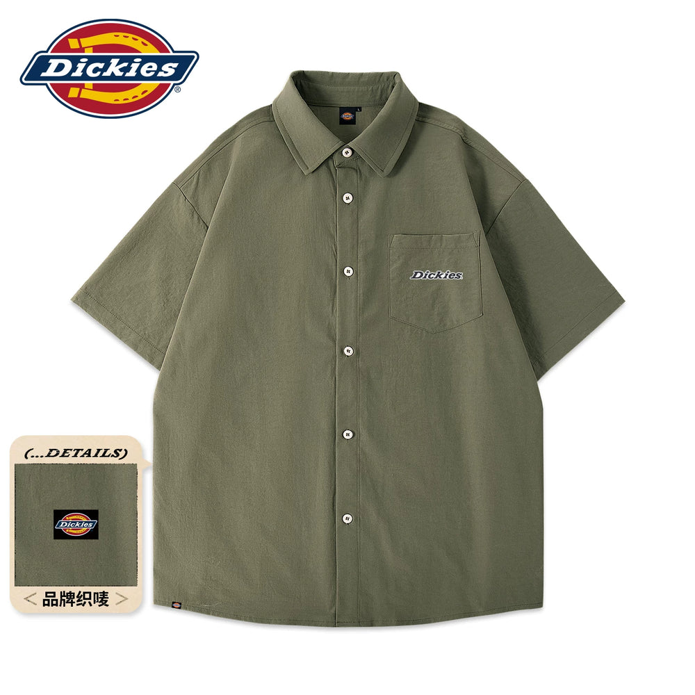 Dickies Ice Silk Short Sleeve Shirt for Boys, 2026 Summer New Style, Cool and Loose, Light Business Men's Wear, Thin A