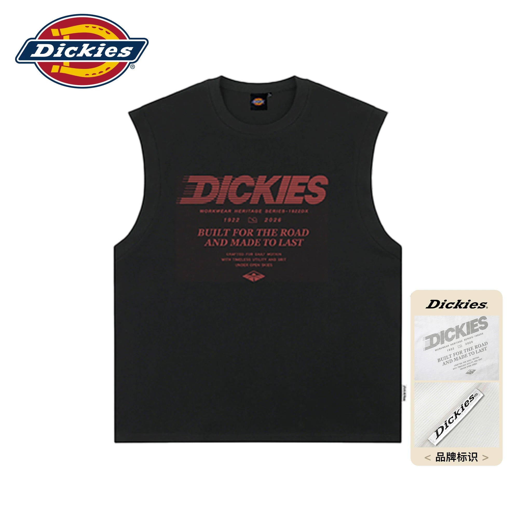 Dickies Cool Suitable Pure Cotton Shoulder Tank Top Men's Summer Printed Loose Casual Top Wear Sleeveless T-shirt M