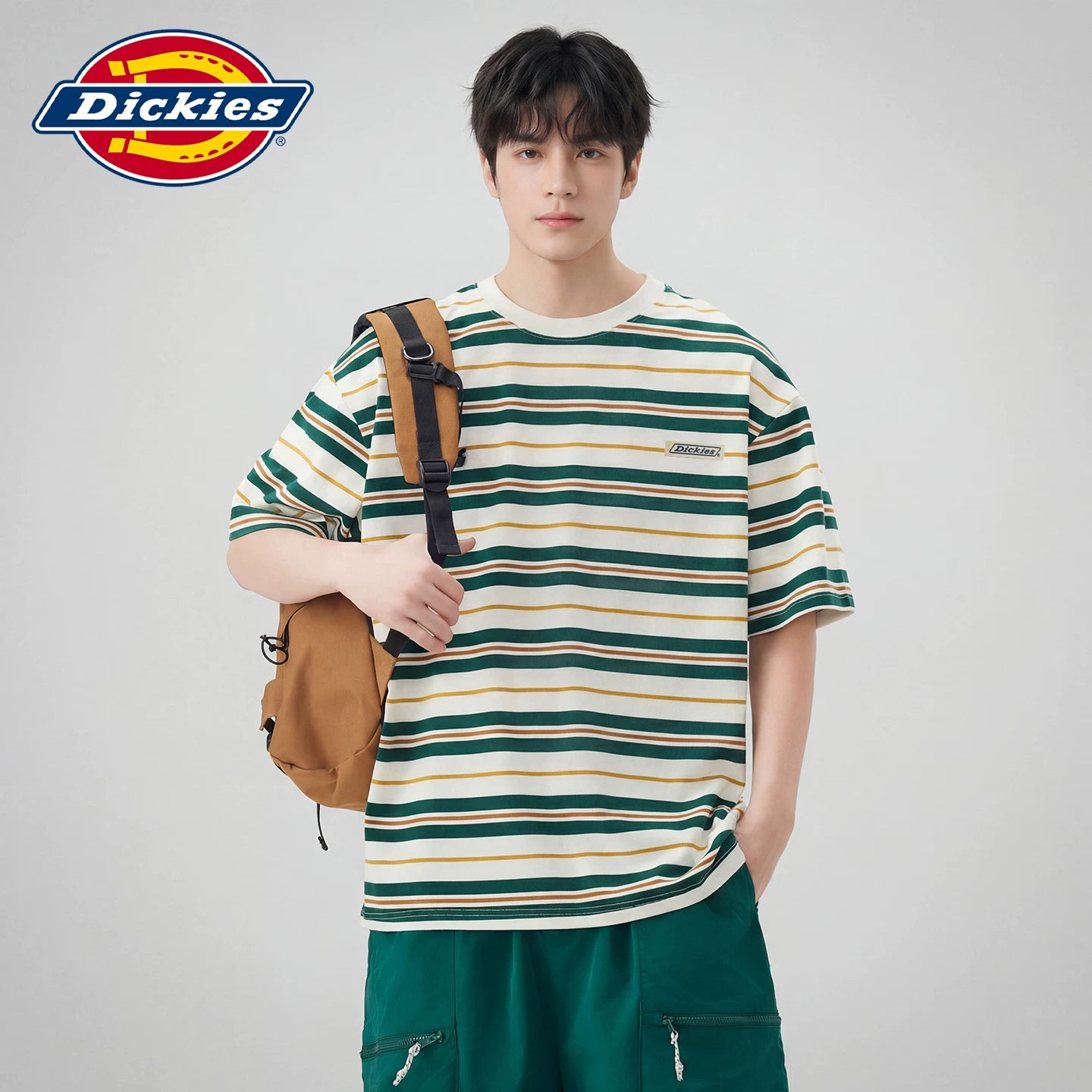 Dickies Cool Summer New Match Striped Short sleeved T-shirt for Men, Loose Thin Casual Top Y