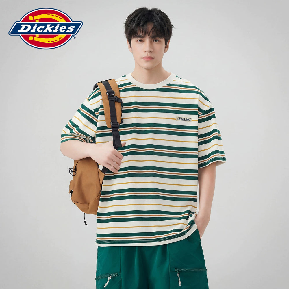 Dickies Cool Summer New Match Striped Short sleeved T-shirt for Men, Loose Thin Casual Top Y