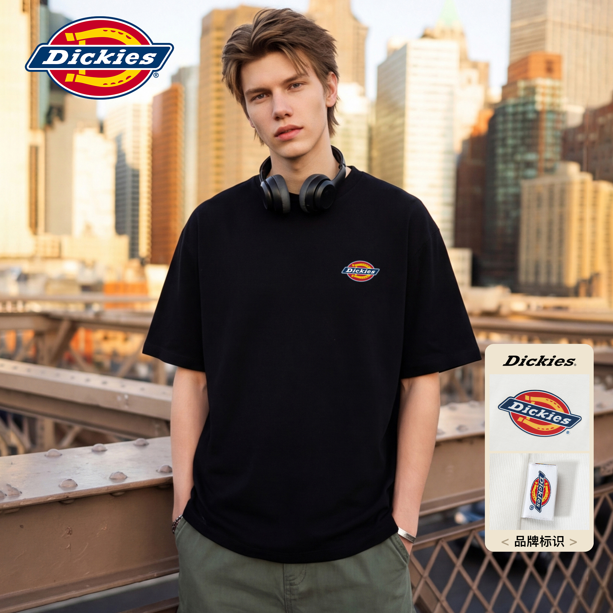 Dickies Emperor Cool Suitable American Heavy duty Short sleeved T-shirt for Men's Summer Pure Cotton Couple Casual Loose Half Sleeve Top M
