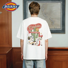 Dickies Emperor Cool Summer Cactus Road Sign Printed Short sleeved T-shirt for Boys, American Half Sleeve Cotton Top M