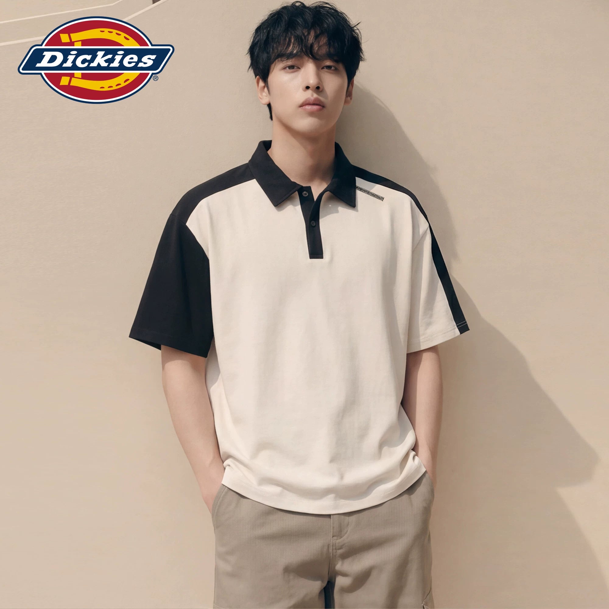 Dickies Cool Color Matching Short Sleeve Polo Shirt for Men's Summer Versatile Commuting Casual Half Sleeve Loose Top M