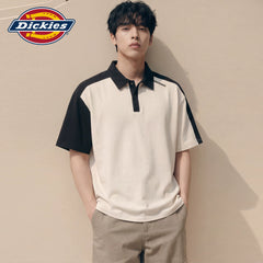 Dickies Cool Color Matching Short Sleeve Polo Shirt for Men's Summer Versatile Commuting Casual Half Sleeve Loose Top M