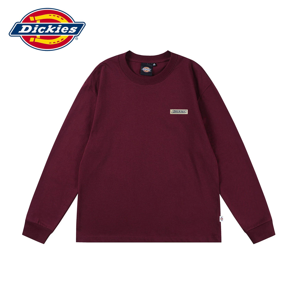 Dickies' new soft long sleeved T-shirt for spring, men's round neck printed T-shirt, loose fitting upper garment Y