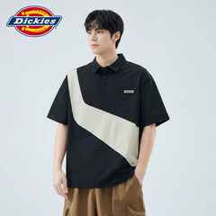 Dickies Cool Summer New Collection Color blocked Collar Short Sleeve Polo Shirt Men's Loose Versatile Top Y