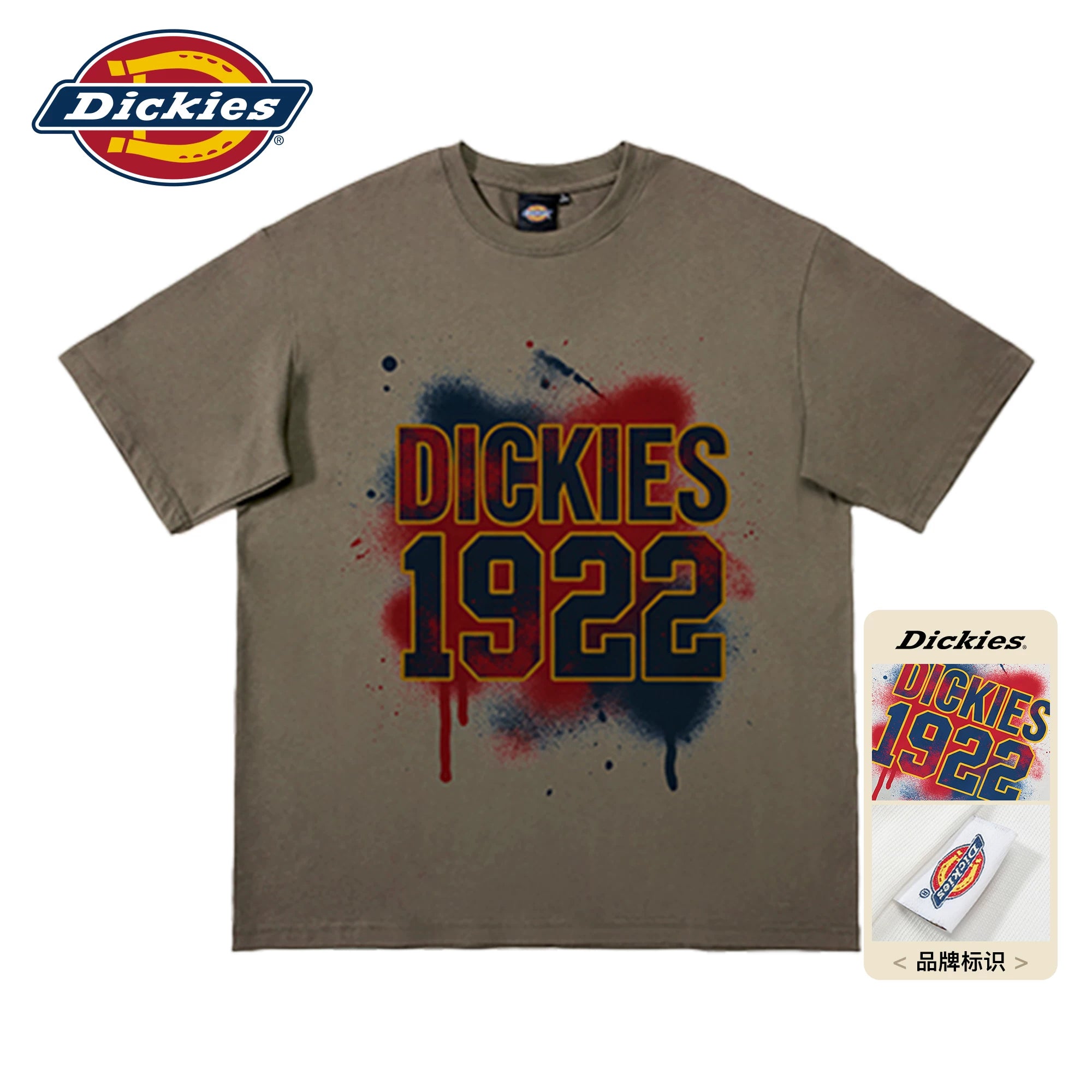 Dickies Emperor Cool Suitable American Pure Cotton Short sleeved T-shirt Men's Summer Graffiti Printed Loose Half Sleeve Couple Top M