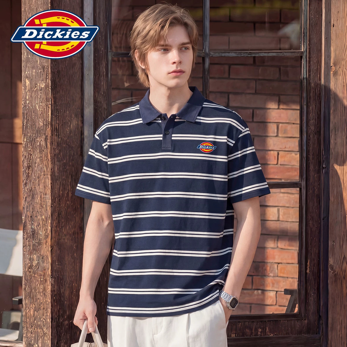 Dickies Emperor Cool Suitable Stripe Contrast Short Sleeve Polo Shirt Summer Thin Men's Classic Label Loose Top Clothes Y