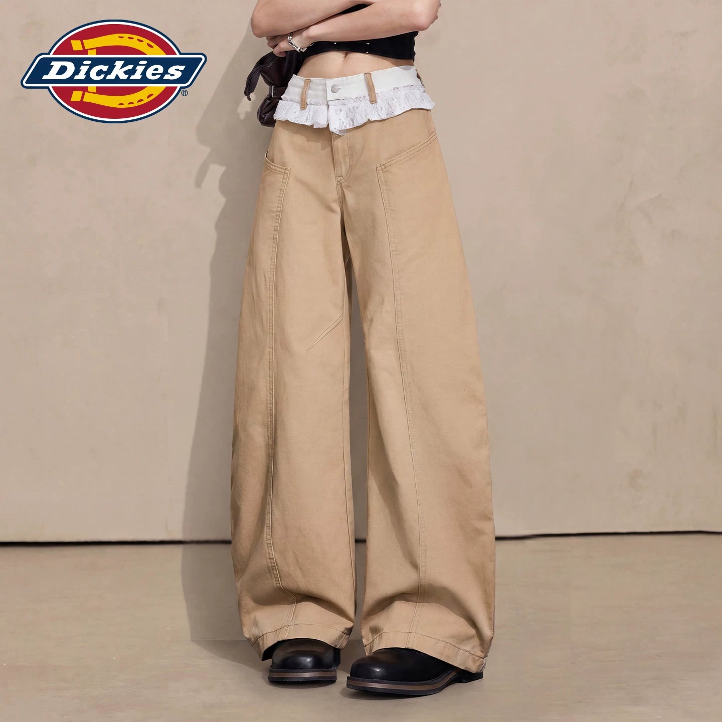 Dickies Emperor Cool Suitable High Waist Wide Leg Jeans for Women 2026 Lace Lace workwear Style Relaxation Bending Knife Pants M