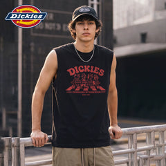 Dickies Cool Suitable American Pure Cotton Shoulder Tank Top Men's Summer Sleeveless Sports T-shirt Printed Black Top M