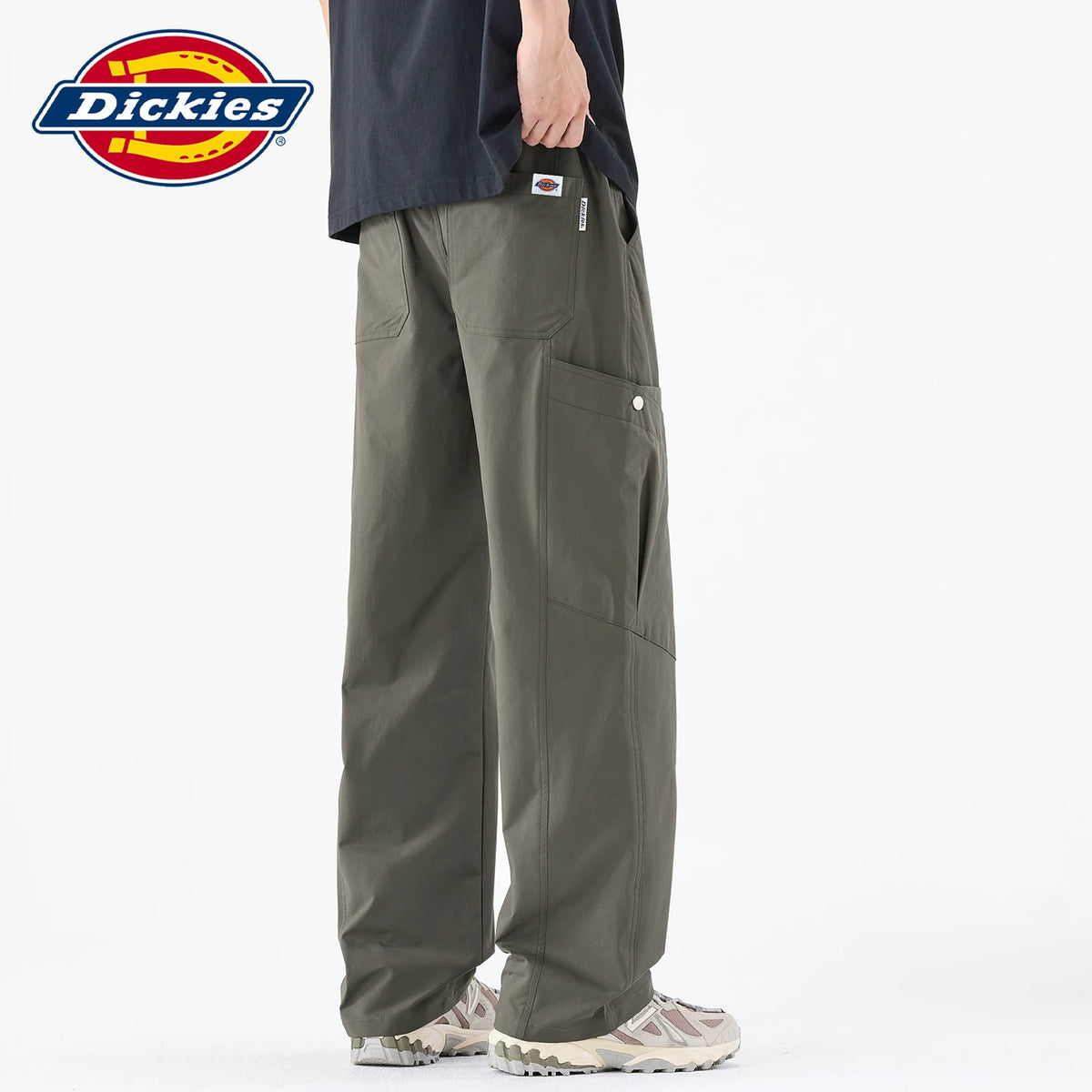 Dickies Cool Men's Work Pants Summer New Style Drawstring Thin Splicing Wide Leg Woven Casual Pants Y