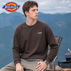 Dickies' new soft long sleeved T-shirt for spring, men's round neck printed T-shirt, loose fitting upper garment Y