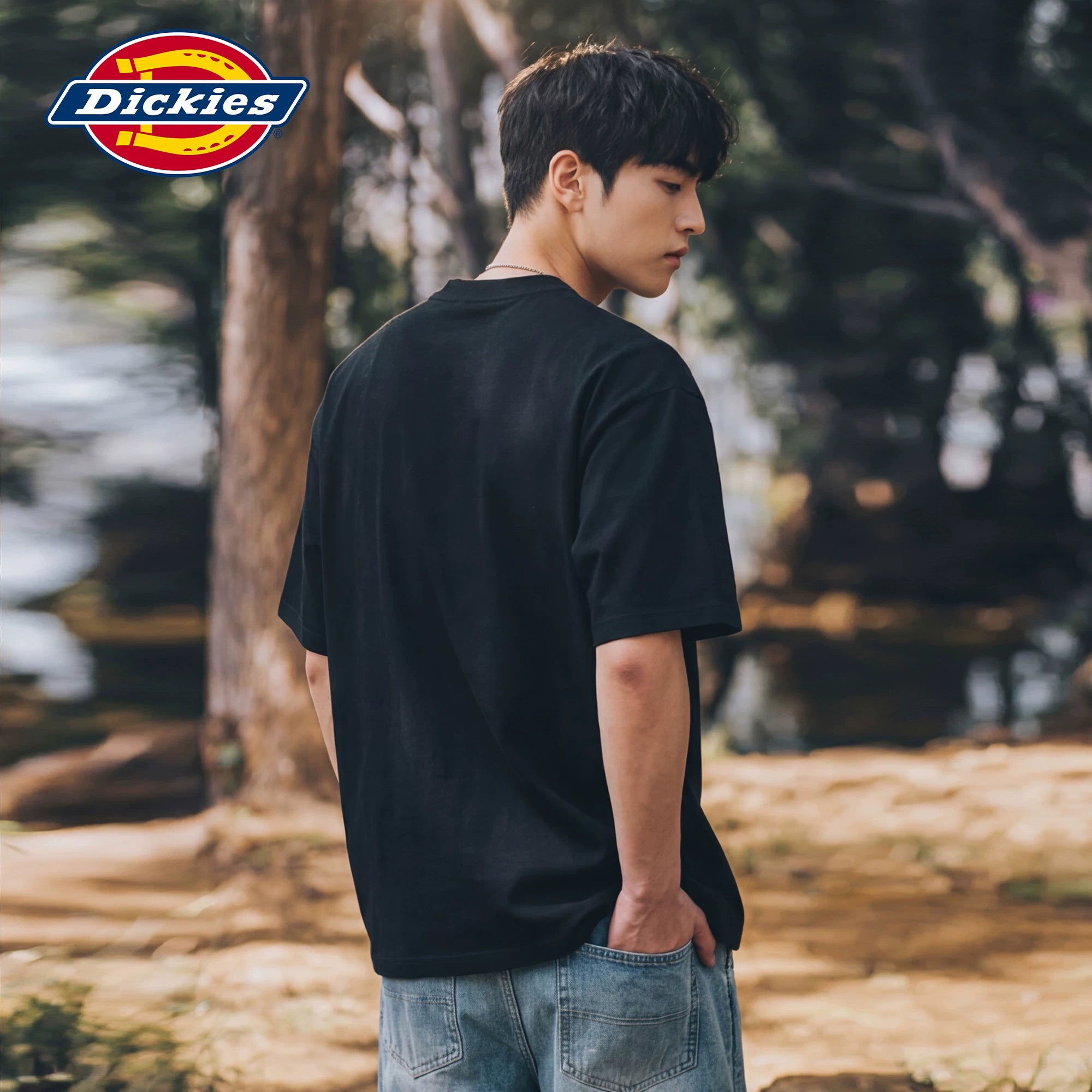 Dickies Cool Black Pure Cotton Short sleeved T-shirt Men's Summer Brand Classic LOGO Printed Half Sleeve Top M