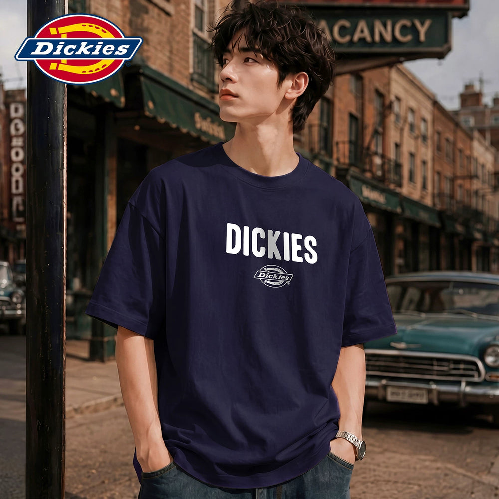 Dickies Cool Summer New American Printed Casual Round Neck Short Sleeve T-shirt for Men, Thin Half Sleeve Shirt Y