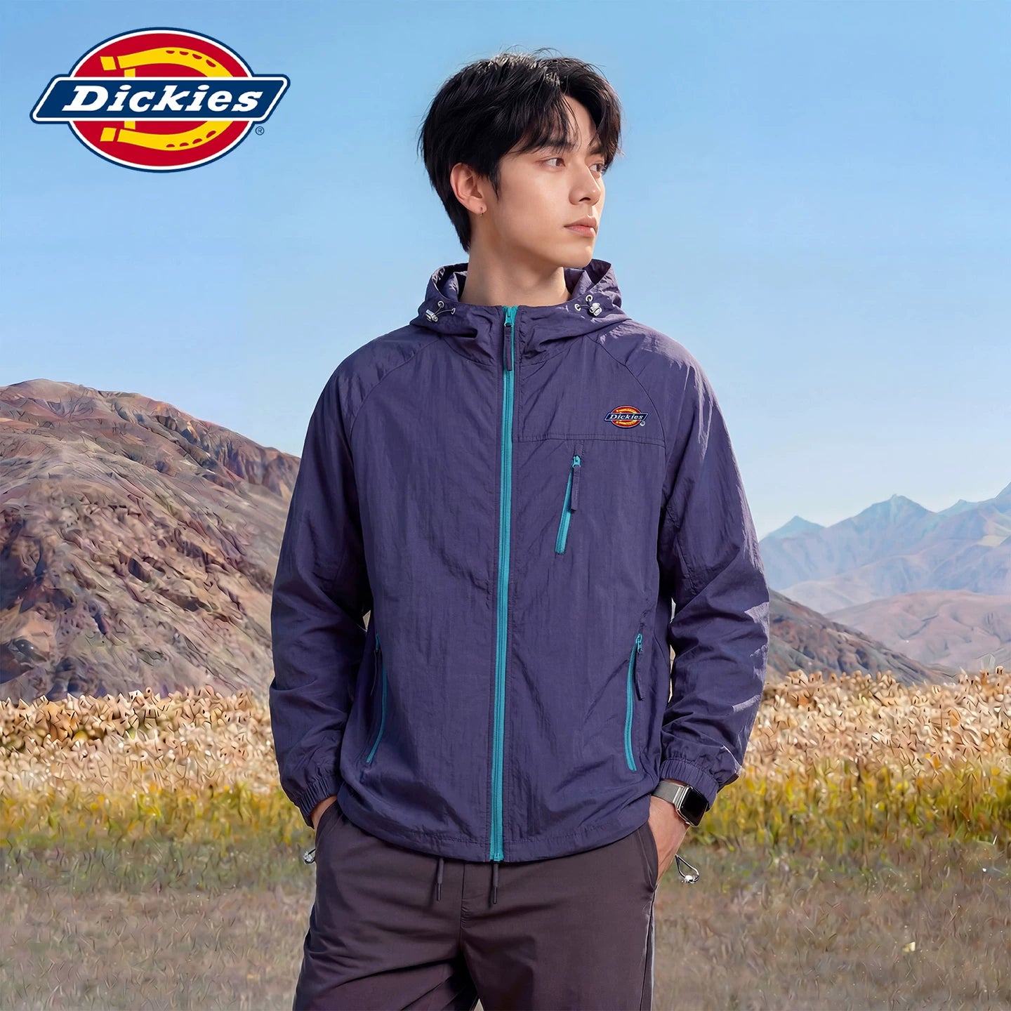 Dickies Cool Summer New Sunscreen Clothes for Men, Loose, Breathable, Simple Zipper Hooded Trendy Brand Top Y