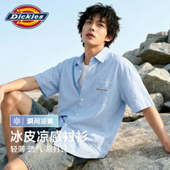 Dickies Ice Silk Short Sleeve Shirt for Boys, 2026 Summer New Style, Cool and Loose, Light Business Men's Wear, Thin A