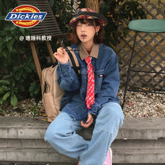 Dickies Emperor Cool 2026 Spring and Autumn Loose Washed Cowboy Double Knee Pants Retro Blue Bull Loose Work Pants J