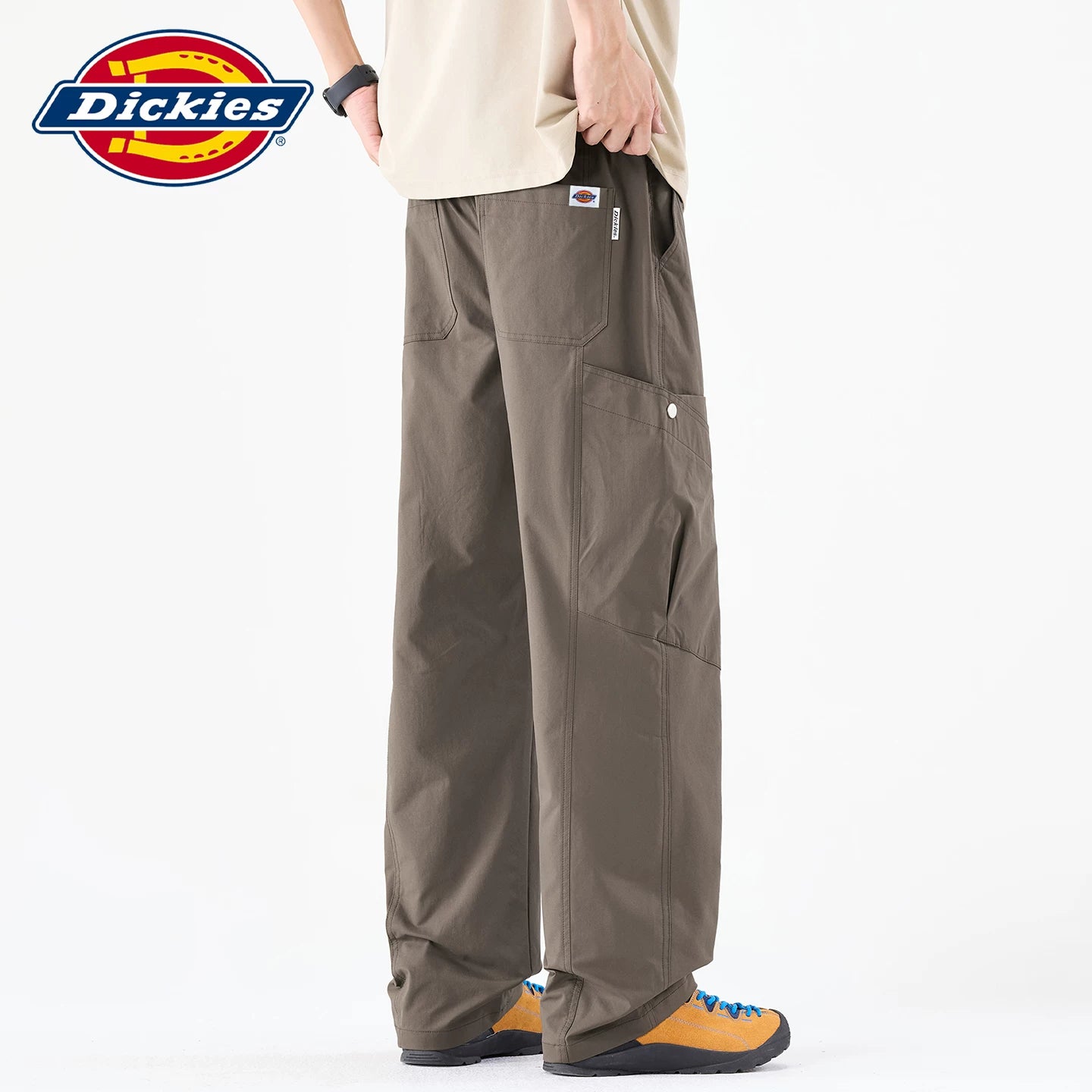 Dickies Cool Men's Work Pants Summer New Style Drawstring Thin Splicing Wide Leg Woven Casual Pants Y