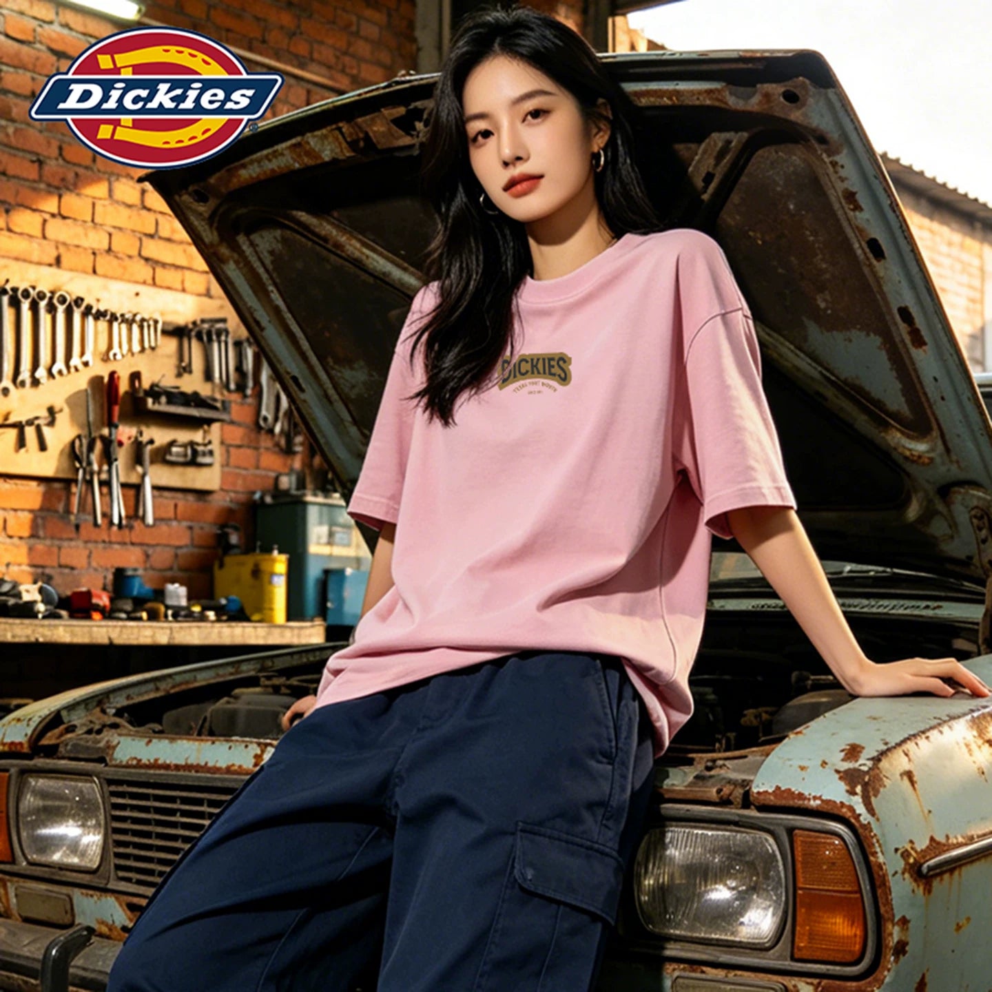 Dickies Emperor Cool Suitable Loose Back Letter Printed Casual Short sleeved T-shirt for Men and Women Couple American Style YHJ