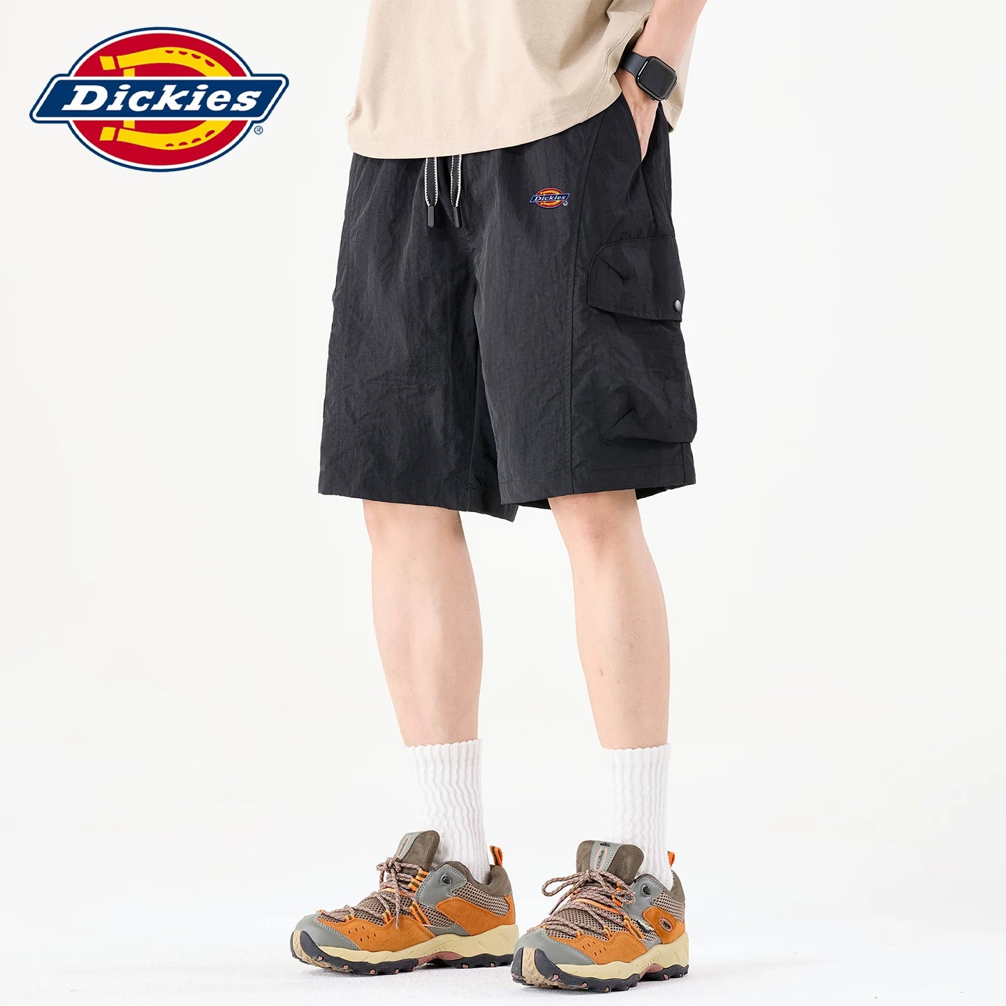 Dickies new straight leg five quarter pants for men's summer loose thin drawstring workwear casual shorts Y