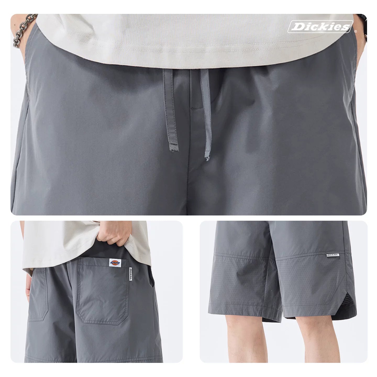 Dickies Cool Summer New Casual Shorts Men's Mesh Breathable Drawstring Design Straight Leg Pants Y