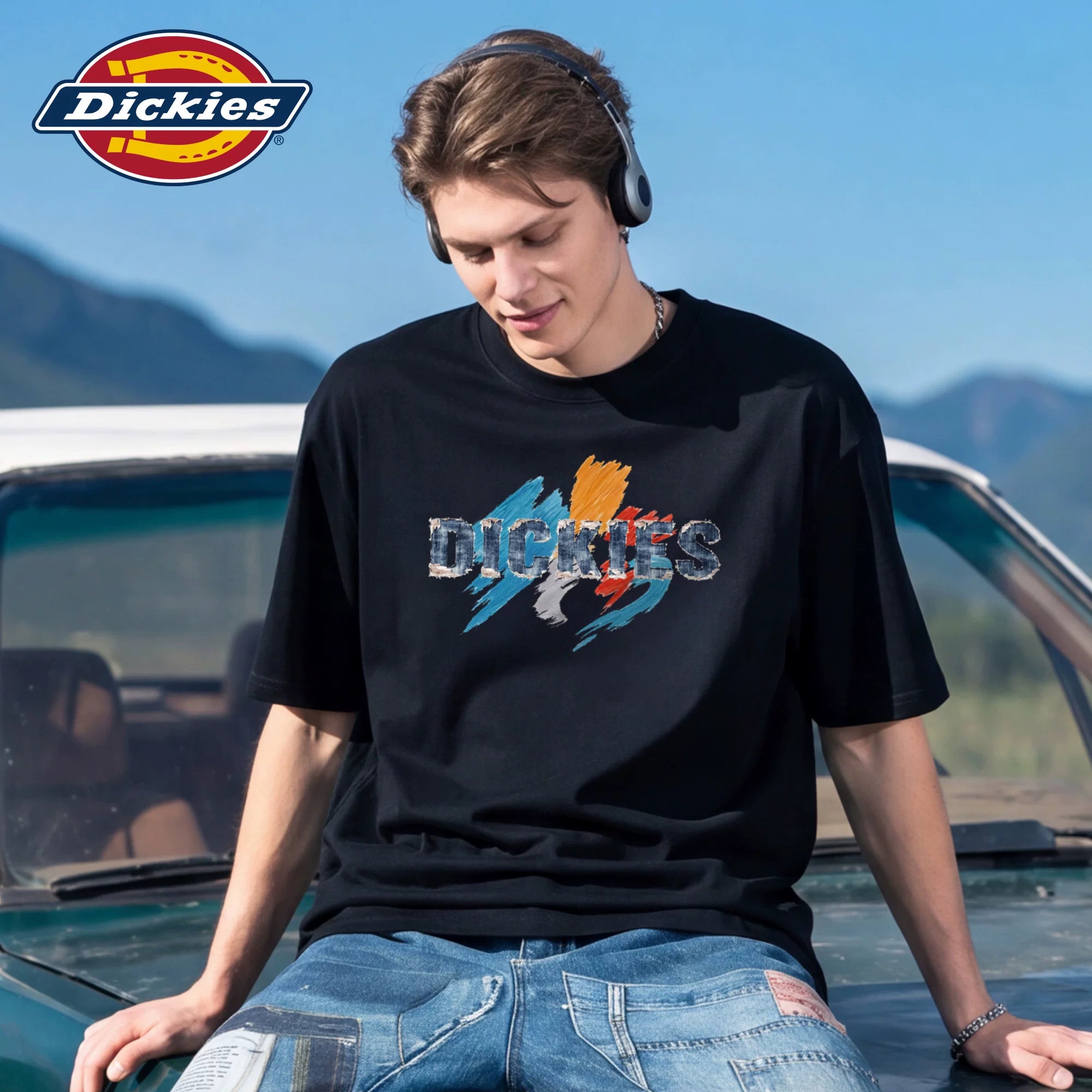 Dickies Emperor Cool Suitable American Graffiti Letter Printed Short sleeved T-shirt Men's Summer Pure Cotton Casual Couple Top M