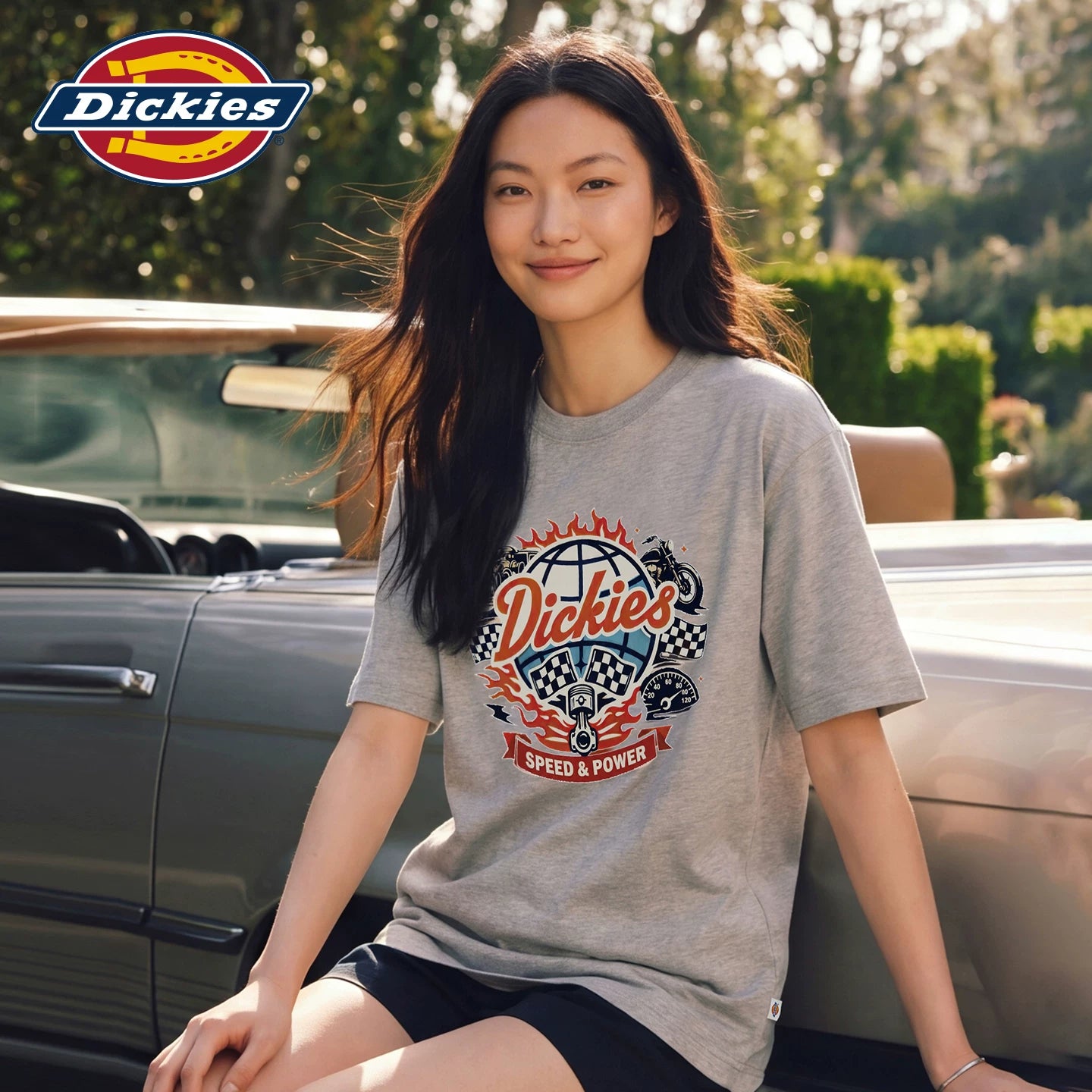 Dickies pure cotton short sleeved T-shirt for women in summer 2026, new American printed loose round neck top m