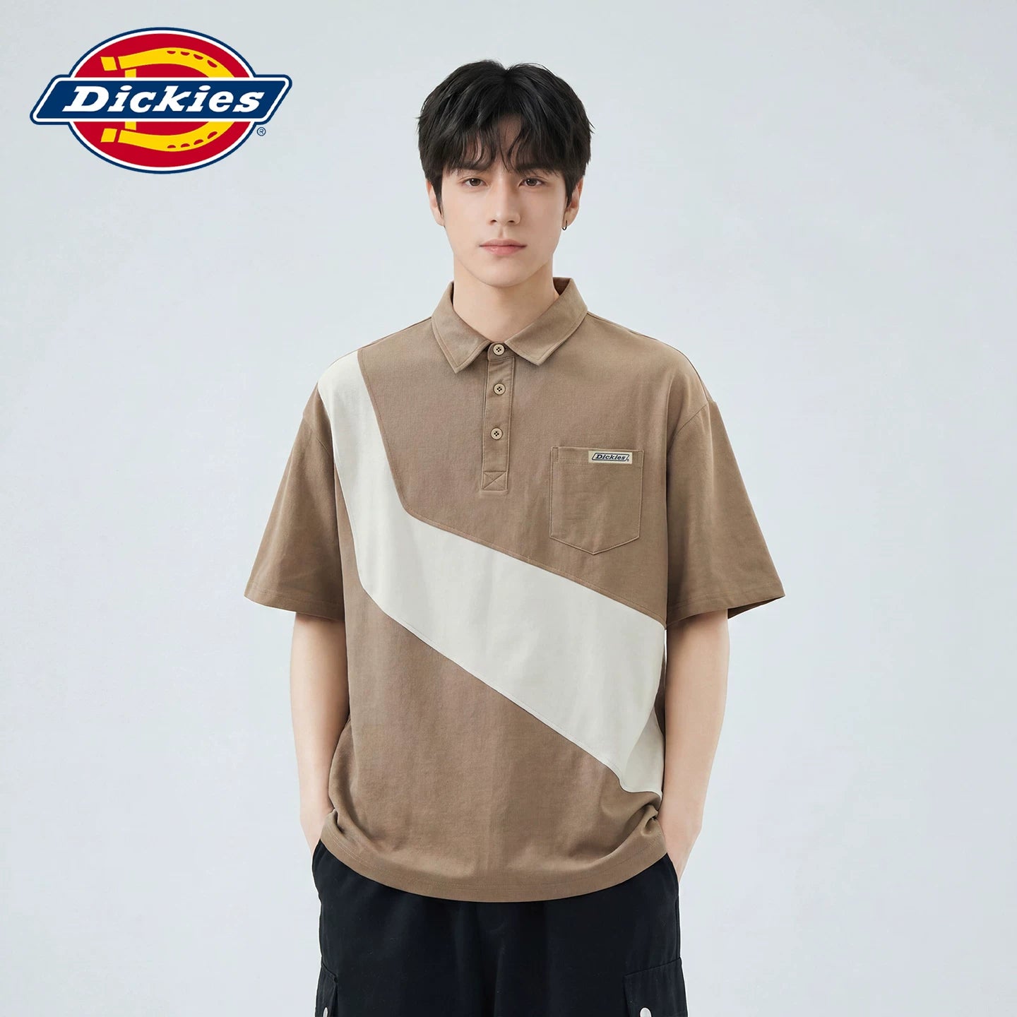 Dickies Cool Summer New Collection Color blocked Collar Short Sleeve Polo Shirt Men's Loose Versatile Top Y