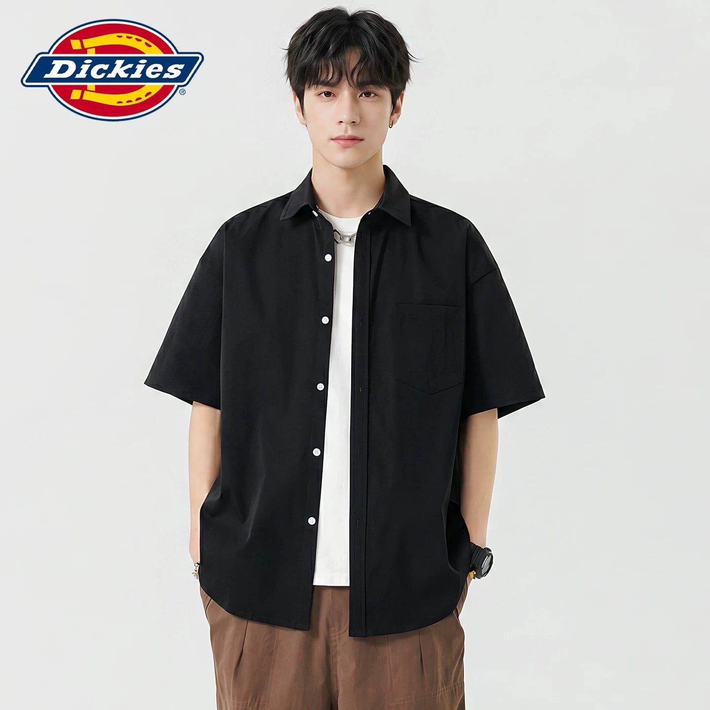 Dickies Cool Summer American Casual Loose Short sleeved Shirt Men's Thin Breathable Collar Top Y