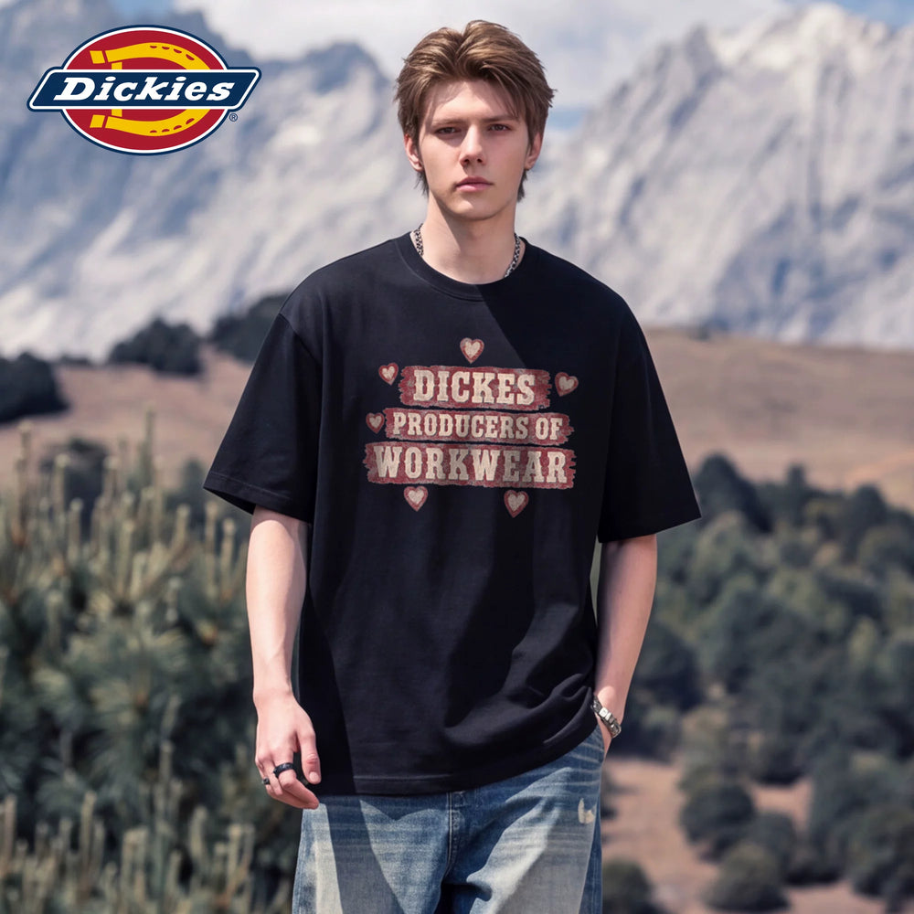 Dickies Cool Trendy Brand Short Sleeve T-shirt for Boys Summer Solona Cool Letter Printed Casual Top M