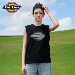 Dickies Cool Black Sleeveless Tank Top for Women 2026 Summer Casual Sports Round Neck Printed T-shirt Top m